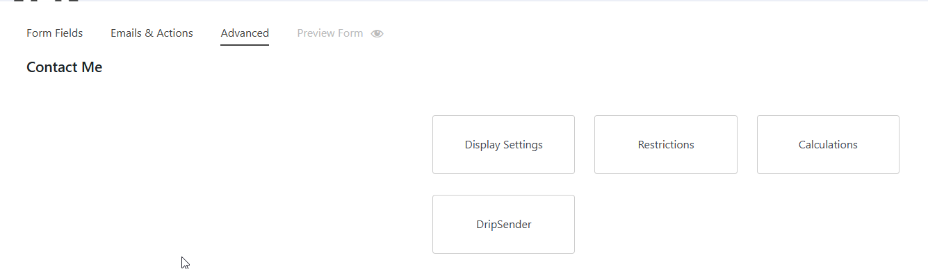 Settings Ninjaform Advanced